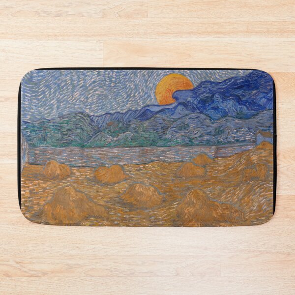 Item preview, Landscape With Wheat Sheaves and Rising Moon by Vincent van Gogh: Post Impressionist Print designed and sold by artofuniverse.