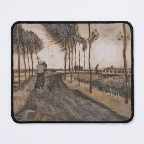 Item preview, Landschap Met Lopende Vrouw by Vincent van Gogh: Rustic Rural Road Poster designed and sold by artofuniverse.