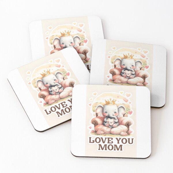 Item preview, Cute Elephant Mom and Baby – Love You Mom Watercolor Mother’s Day Design designed and sold by SmartyWonders.