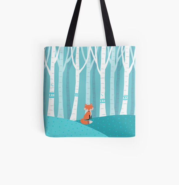 Fox - Birch Forest All Over Print Tote Bag