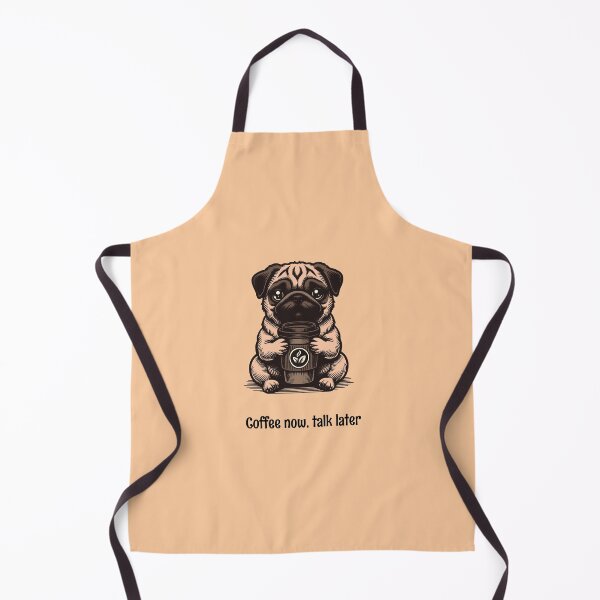 Item preview, Coffee now, talk later. Pug with a mug brown palet design  designed and sold by Teacuppupdesign.