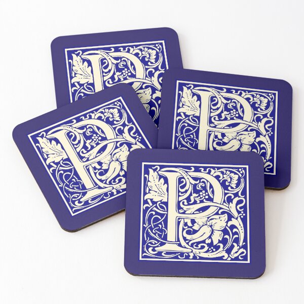 Aperçu de l'œuvre William Morris Vintage Lettre P Monogramme Initiale Bleu créée et vendue par Jeallan Designs.