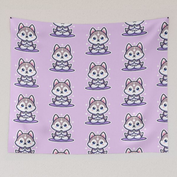 Item preview, Cute Namaste Husky Sticker-Kawaii Yoga Dog Meditation Cartoon  designed and sold by carestazafeli.