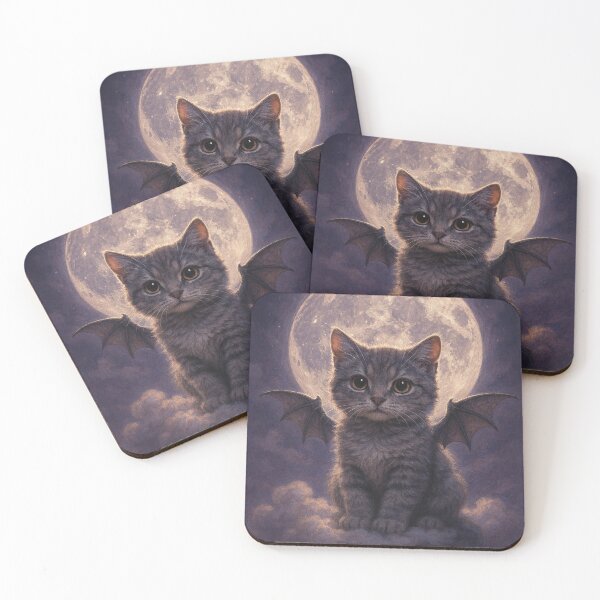 Item preview, Moonlit Bat-Winged Cat on Cloud Fantasy Portrait designed and sold by Naynners Designs.