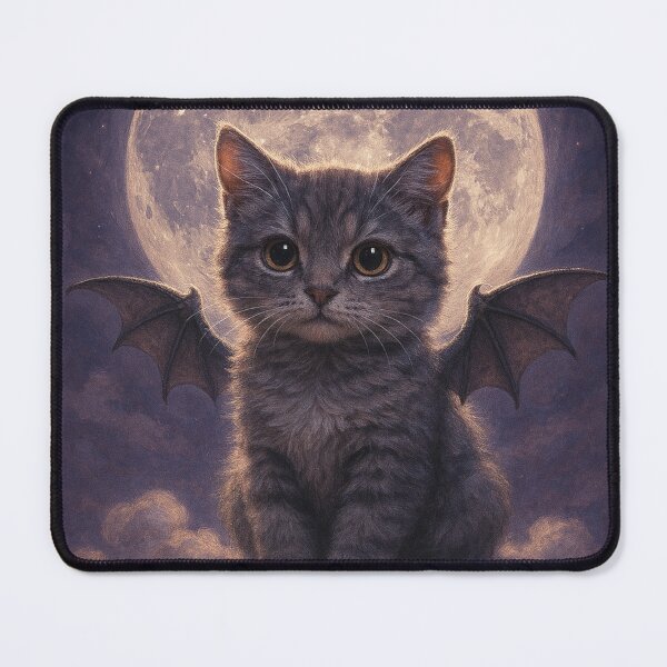 Item preview, Moonlit Bat-Winged Cat on Cloud Fantasy Portrait designed and sold by Naynners Designs.
