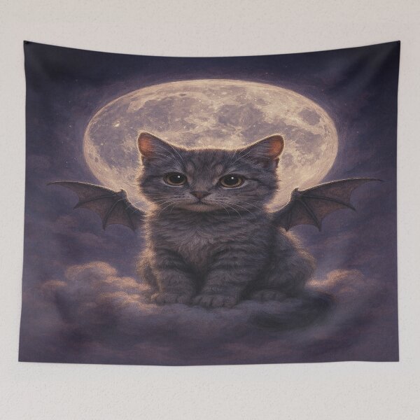 Item preview, Moonlit Bat-Winged Cat on Cloud Fantasy Portrait designed and sold by Naynners Designs.