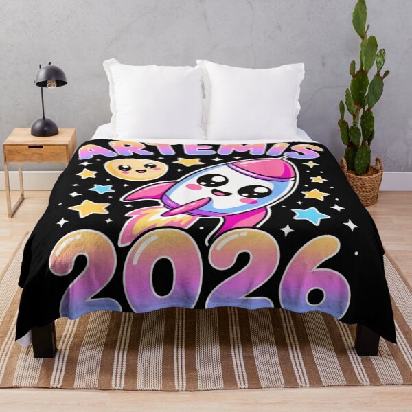 Item preview, Cute Kawaii Artemis 2026 Rocket Ship Moon and Stars Space Art designed and sold by Taniyah Gomes.