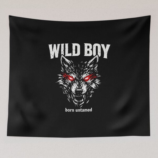 Item preview, Wild Boy Wolf Red Eyes – Untamed Streetwear Graphic designed and sold by ArcadiaSilence.