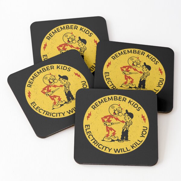Item preview, Reddy Kilowatt sticker, vintage sparky, funny electrician, remember kids electricity will kill you, electric hazard warning, lineman hard hat  designed and sold by CharmedVille.