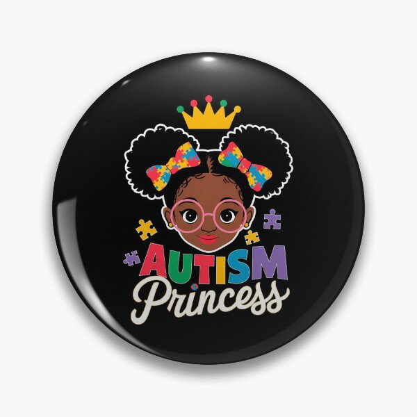 Item preview, Autism Princess – Black Girl with Crown & Puzzle Bow, Autism Awareness Gift designed and sold by TrendPrinter.