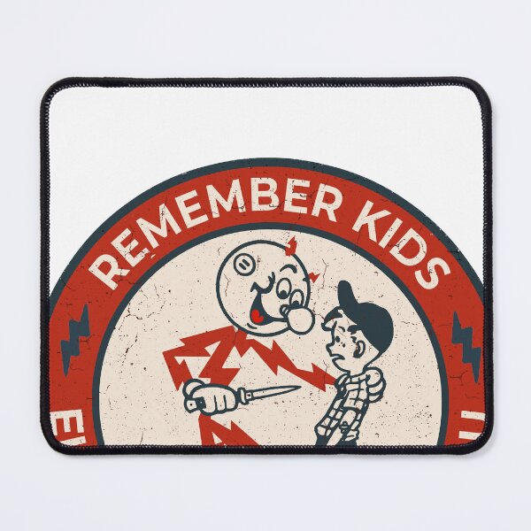 Item preview, Reddy Kilowatt sticker, vintage sparky, funny electrician, remember kids electricity will kill you, electric hazard warning, lineman hard hat  designed and sold by CharmedVille.