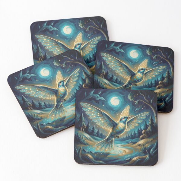 Item preview, Mystic Moonbird – a luminous night bird above a magical forest river in a dreamlike fantasy scene designed and sold by FotoworldEdel.
