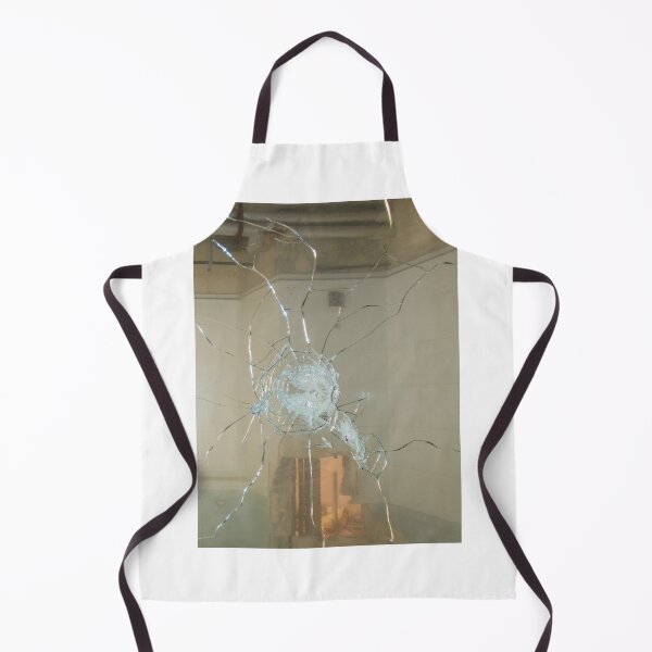 Item preview, Shattered Glass Window With Bullet Hole and Radiating Cracks in Abandoned Building Interior designed and sold by Nmallia.