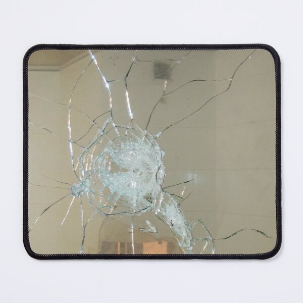 Item preview, Shattered Glass Window With Bullet Hole and Radiating Cracks in Abandoned Building Interior designed and sold by Nmallia.