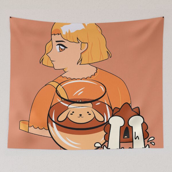 Item preview, Kawaii Dog Pudding – Aesthetic Orange Anime Dessert designed and sold by Kanniax.