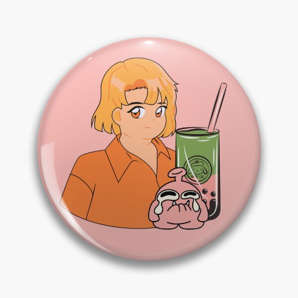 Item preview, Matcha Bubble Tea Time – Aesthetic Orange Anime Girl designed and sold by Kanniax.