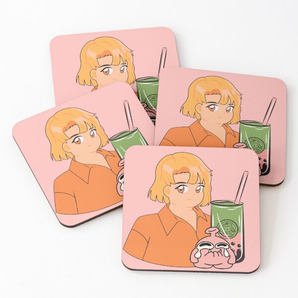 Item preview, Matcha Bubble Tea Time – Aesthetic Orange Anime Girl designed and sold by Kanniax.