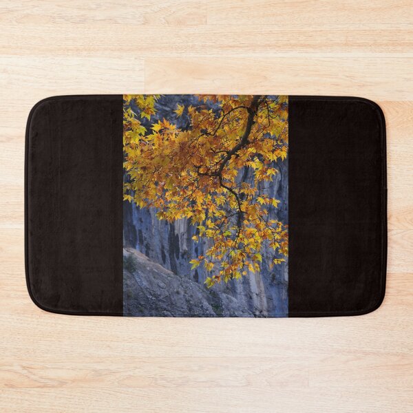 Item preview, Golden Autumn Leaves Over Rocky Cliff designed and sold by onubi.