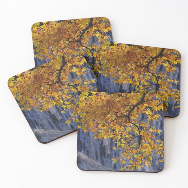 Item preview, Golden Autumn Leaves Over Rocky Cliff designed and sold by onubi.
