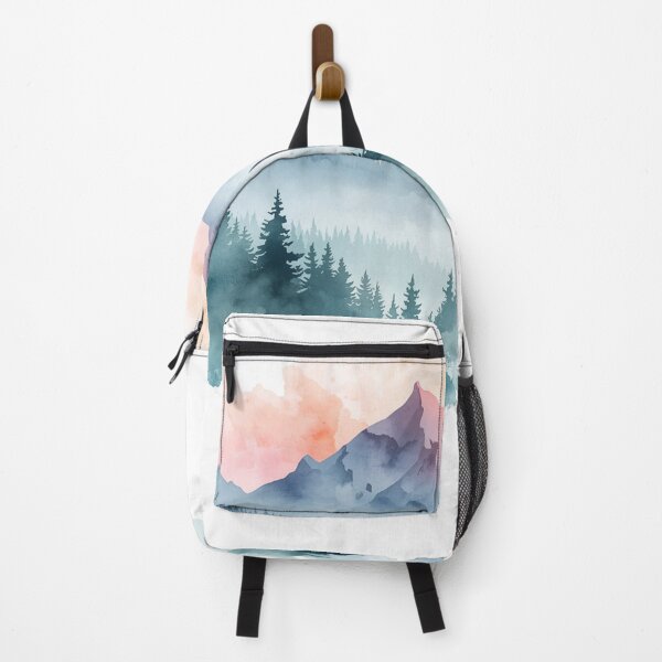 Item preview, Watercolor Mountain Landscape – Misty Forest Nature Scenic Art designed and sold by Kruti Collection.