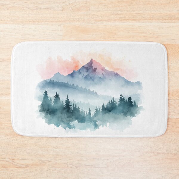 Item preview, Watercolor Mountain Landscape – Misty Forest Nature Scenic Art designed and sold by Kruti Collection.