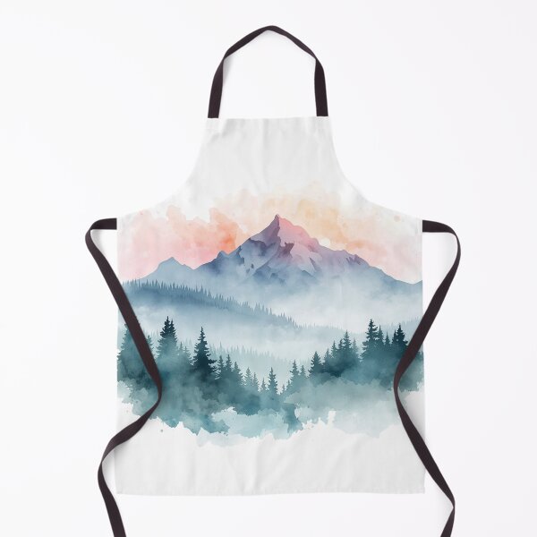 Item preview, Watercolor Mountain Landscape – Misty Forest Nature Scenic Art designed and sold by Kruti Collection.