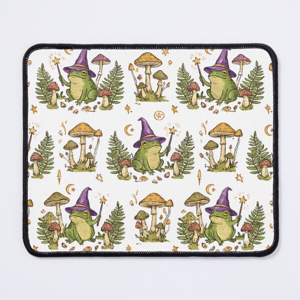 Item preview, magical wizard frog cottagecore pattern designed and sold by ArtivioShop.