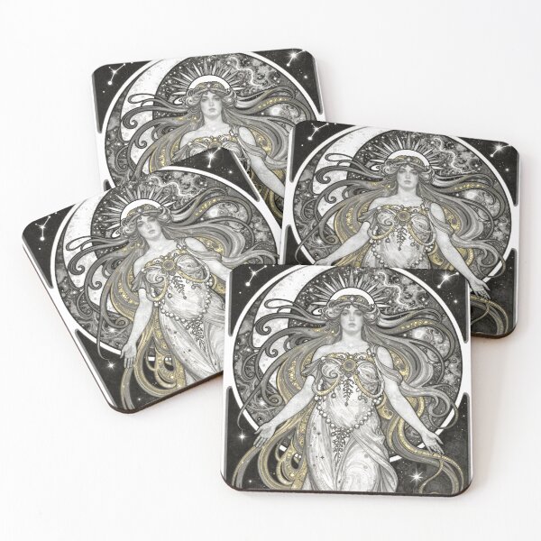 Item preview, Art Nouveau Celestial Moon Goddess Illustration designed and sold by NEOCHRONOS.