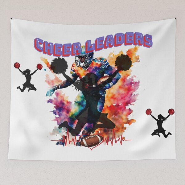 Item preview, Colorful American Football Player With Cheer Leaders Text, Watercolor Splash and Heartbeat Graphic designed and sold by FireOrchid.