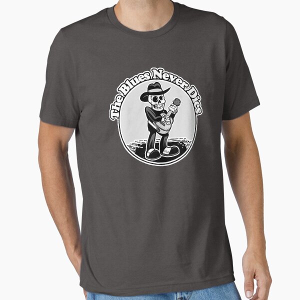 Old Cartoon Skeleton Bluesman Guitarist Playing Blues Music Essential T-Shirt