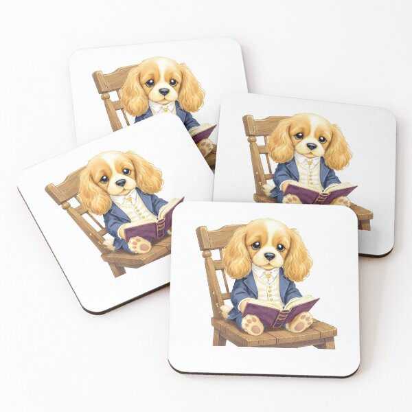 Item preview, Cocker Spaniel Puppy Reading Book Watercolor Art designed and sold by Kedspicedesign.