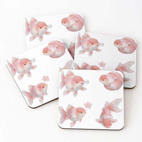 Item preview, Goldfish White Pink Cute Fish Art Set designed and sold by JessArty ⭐⭐⭐⭐⭐.