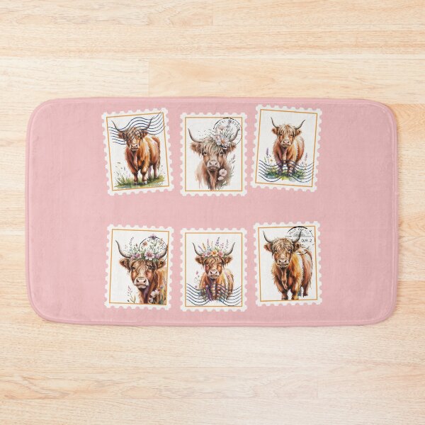 Item preview, Boho Highland Cow Floral Postage Stamps designed and sold by Windmill Wildflowers.