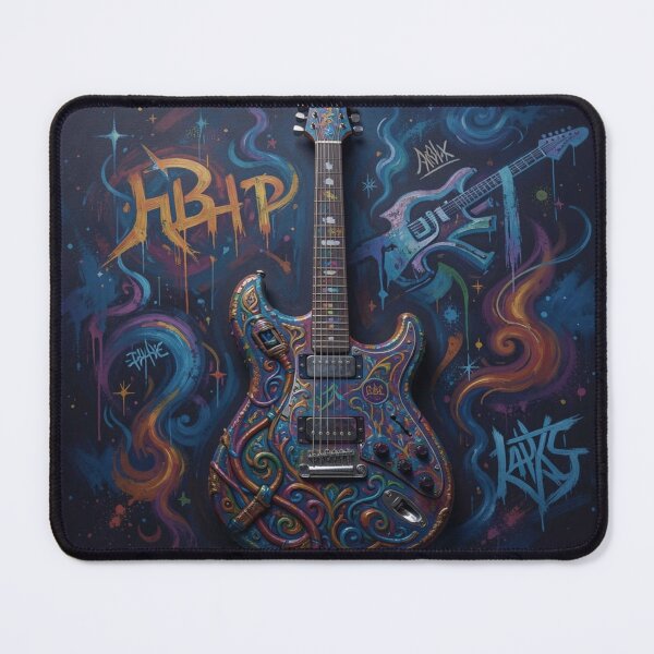 Item preview, Textured Electric Guitar – vibrant rock art inspired by the style of Marian Voicu designed and sold by FotoworldEdel.