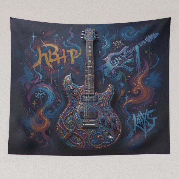 Item preview, Textured Electric Guitar – vibrant rock art inspired by the style of Marian Voicu designed and sold by FotoworldEdel.