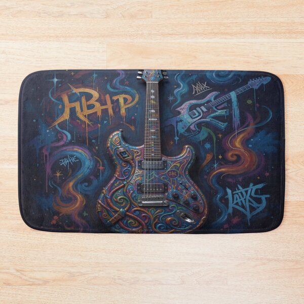 Item preview, Textured Electric Guitar – vibrant rock art inspired by the style of Marian Voicu designed and sold by FotoworldEdel.