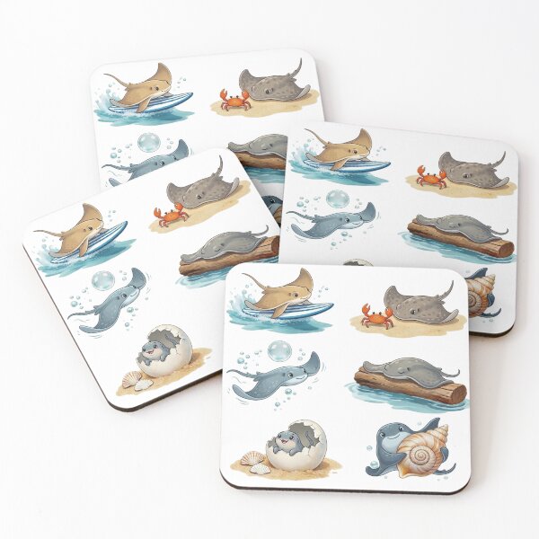 Item preview, Cute Sea Animals Stingray Snail Cartoon Marine Art designed and sold by JessArty ⭐⭐⭐⭐⭐.