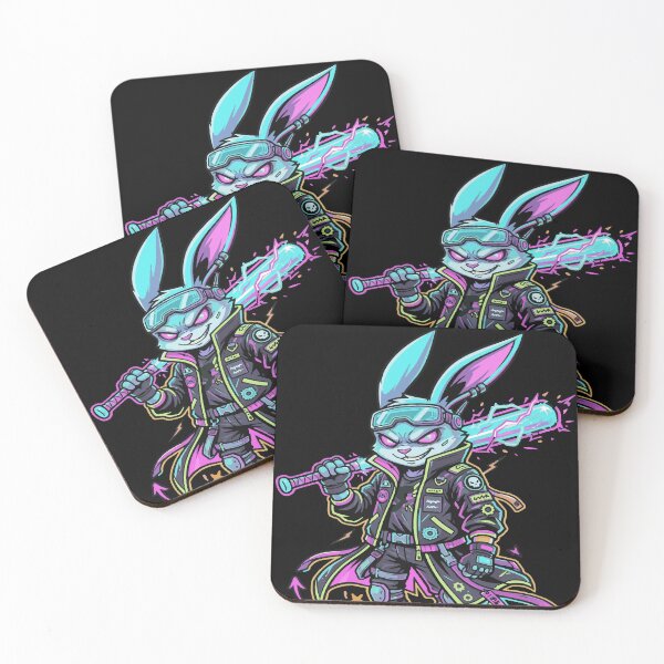 Item preview, Cyberpunk Rabbit Mascot Neon Streetwear – Futuristic Bunny Warrior Design designed and sold by AmazingEG.