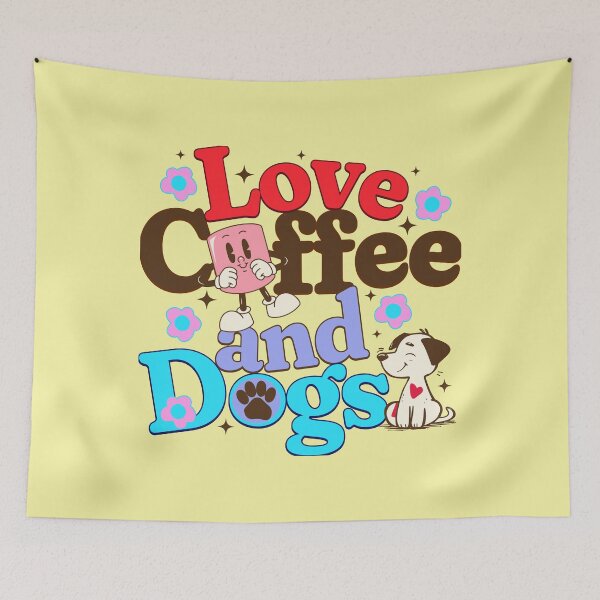 Item preview, Love Coffee and dogs cute design - bright edition designed and sold by Teacuppupdesign.