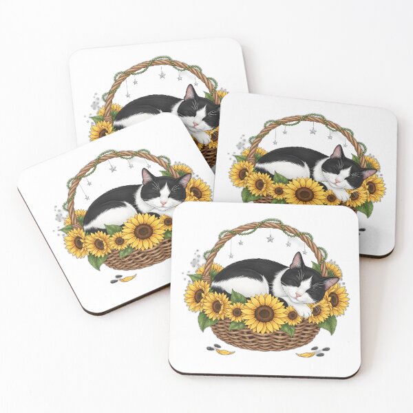 Item preview, Sleepy Cat Sunflower Basket designed and sold by pumsquare.
