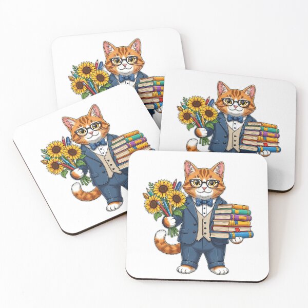 Item preview, Librarian Cat Sunflower Bouquet designed and sold by pumsquare.
