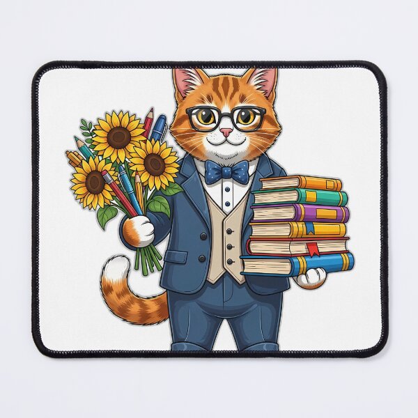 Item preview, Librarian Cat Sunflower Bouquet designed and sold by pumsquare.