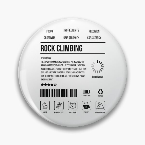 Item preview, Rock climbing: a funny description with hobby and energy indicator designed and sold by Bouldershop.