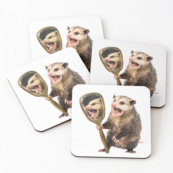 Item preview, funny dramatic opossum screaming mirror designed and sold by ArtivioShop.