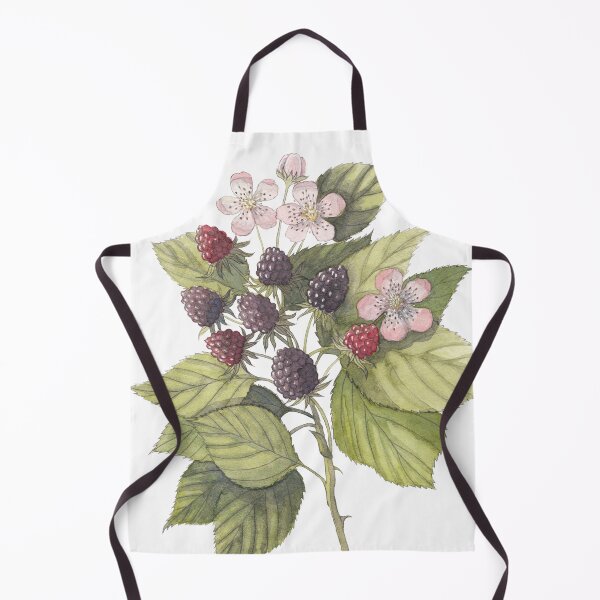 Item preview, Wild Blackberry Branch Botanical Illustration - Blooming Bramble with Ripe berries - Nature Cottagecore Art designed and sold by Laurus Lunaris.