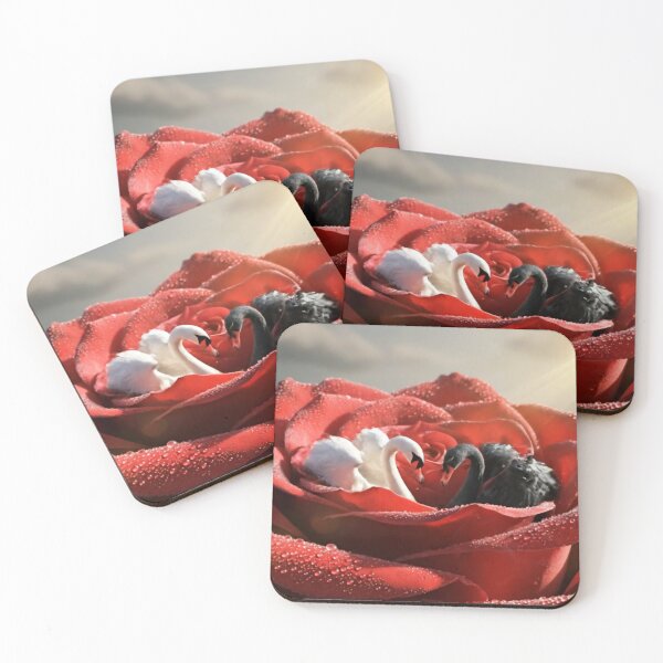 Item preview, ​Eternal Love: Swans in a Dewy Red Rose designed and sold by NadinGerasi.
