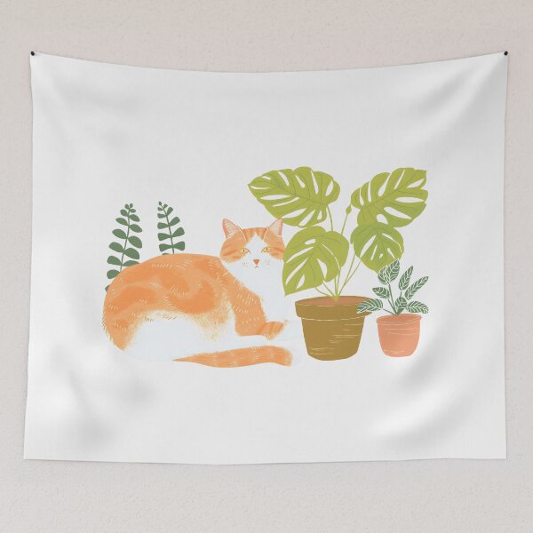 Item preview, Ginger Tabby Cat with house plants designed and sold by xiao xuans.