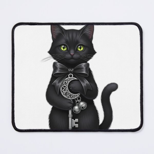 Item preview, Black Cat Silver Moon Key designed and sold by IllumeInk.