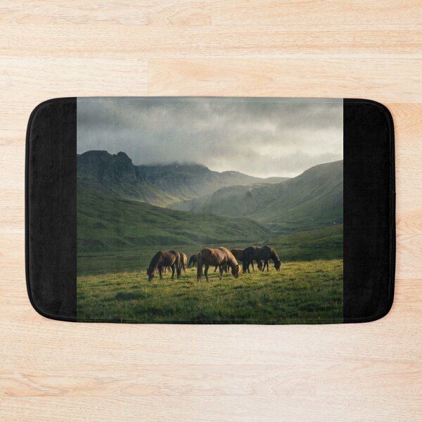Item preview, Horses Grazing in a Lush Valley designed and sold by IrsathThaslima.