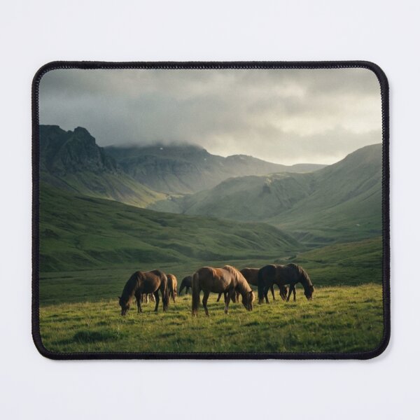 Item preview, Horses Grazing in a Lush Valley designed and sold by IrsathThaslima.